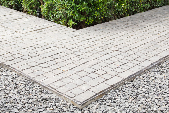 Cement Block Walkway In The Park