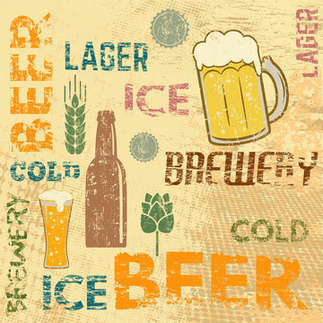 Beer theme retro poster