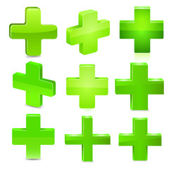 Obraz premium Green cross set. Vector