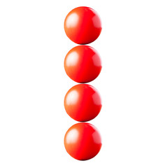 number made from red balls isolated on white background,number o