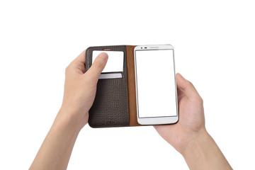 sticking out of a card from smart phone case