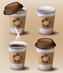 Set of  paper cups.Different position.Vector design.
