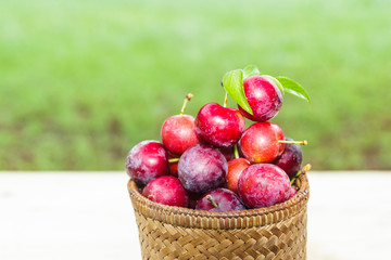 plums in the basket