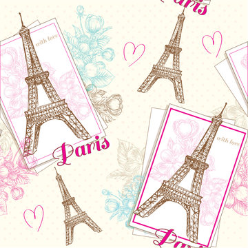 Paris frame and Eiffel tower pattern