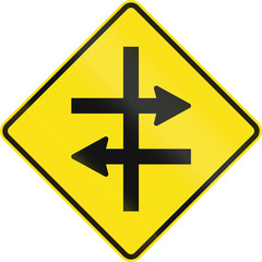 An Australian warning traffic sign - Intersection at dual carriageway