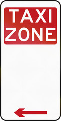Australian special parking zone regulation sign: Taxi Zone