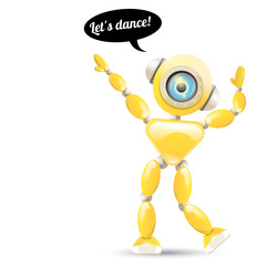 vector orange cartoon robot isolated on white