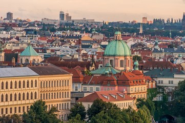 Fototapeta premium Cathedral of Sts. Mikulas in Prague at sunset
