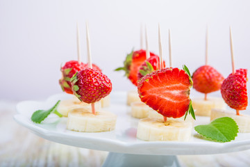 Strawberry and banana on a stick