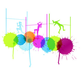 Fototapeta premium High jump woman vector abstract background concept