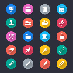 Office supplies simple color icons