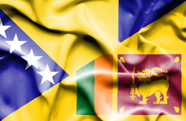Waving flag of Sri Lanka and Bosnia and Herzegovina