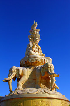 Samantabhadra Statue With Blue Sky