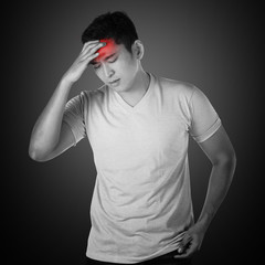 Asian man have headache