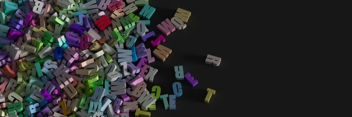 Fototapeta premium Infinite letters background, original 3d illustration.