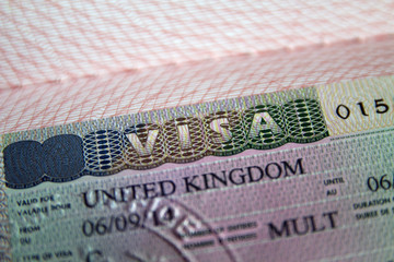 Obraz premium United Kingdom visa in passport