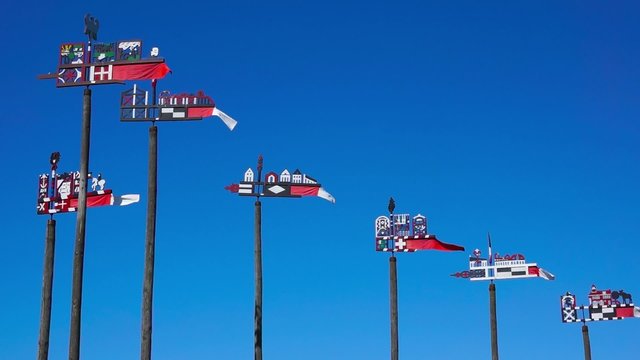 Wooden carved weather vanes in Nida, Lithuania
