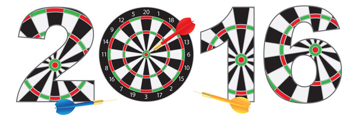 2016 New Year Number Outline Dartboard