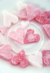 Fototapeta na wymiar Pink sugar hearts for valentine's day
