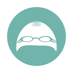 Swimming cap with glasses icon