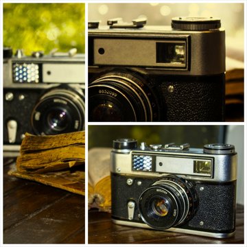 collage image collection retro camera