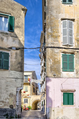 Fototapeta na wymiar Street in the old town of Corfu island, Greece