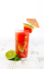 Watermelon mojito with watermelon garnish