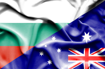 Waving flag of Australia and Bulgaria