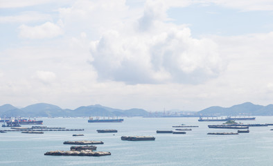 Cargo ships in the sea