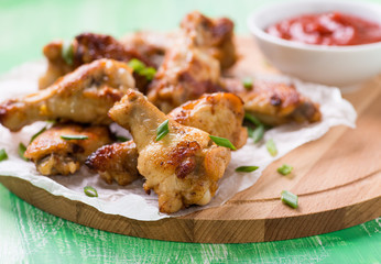 Fried chicken wings with sauces