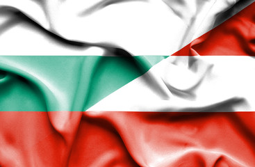 Waving flag of Austria and Bulgaria