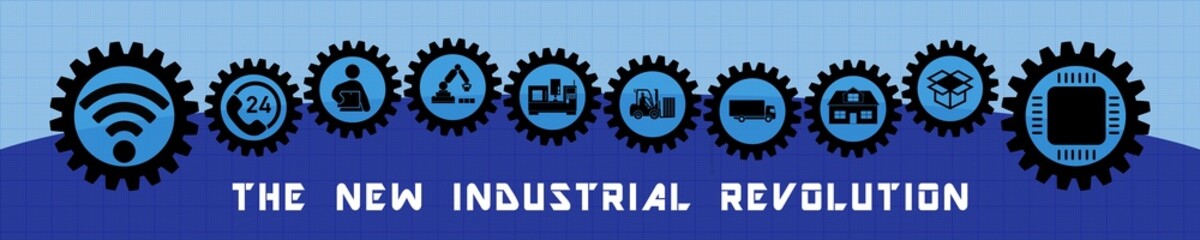 i4b40 Industrie4Banner i4b - industry 4.0 - blue ribbon - The new industrial revolution - 5to1 g3655