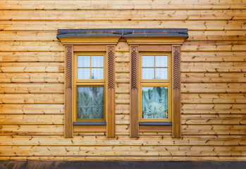 Windows of the wooden house 