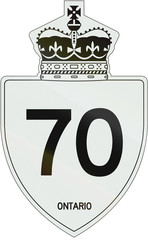 Canadian highway shield of Ontario highway number 70