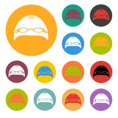 Swimming cap with glasses icon