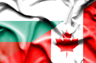 Waving flag of Canada and Bulgaria
