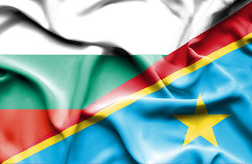 Waving flag of Congo Democratic Republic and Bulgaria