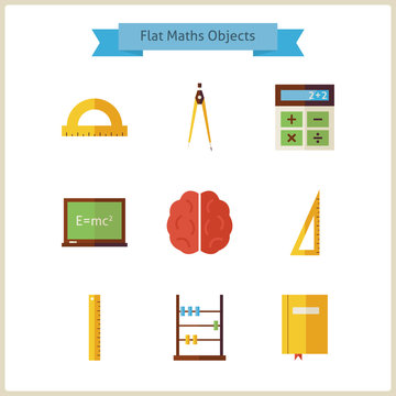 Flat School Maths and Physics Objects Set