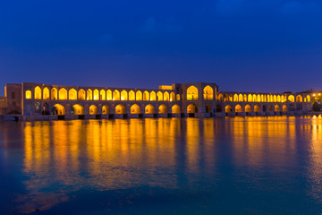 Fototapeta na wymiar The ancient Khaju Bridge, (Pol-e Khaju), in Isfahan, Iran