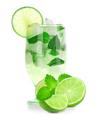 Mojito cocktail on white background