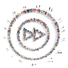 people in the shape of sign rewinding.