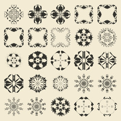 25 round and polygonal ornament element set. Twenty five