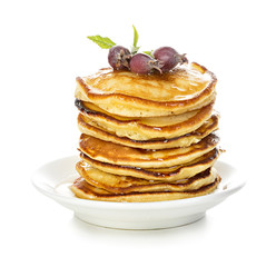 Pancakes with maple syrup isolated