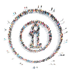 people in the shape of a letter i.