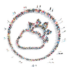 people in the shape of clouds.