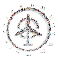 people in the shape of a fan.