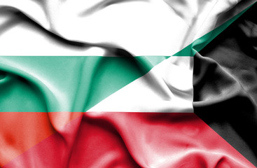 Obraz premium Waving flag of Kuwait and Bulgaria