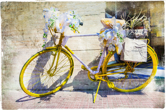 vintage bike decorated with flowers