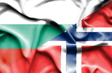 Waving flag of Norway and Bulgaria