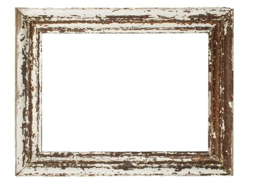 antique wooden frame isolated on white background
